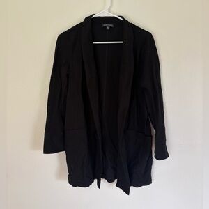 Eileen Fisher Black Knit Lightweight Open-Front Long Blazer Jacket
